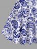 Plus Size Paisley Floral Two Tone Print Hawaii A Line Tank Dress -  