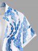 Plus Size Curve Ombre Sea Wave Print Hawaii Button Pocket Shirt For Men -  