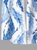 Plus Size Curve Ombre Sea Wave Print Hawaii Button Pocket Shirt For Men -  