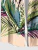 Plus Size Coconut Tree Tropical Leaves Print Hawaii Button Pocket Shirt For Men -  