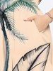 Plus Size Coconut Tree Tropical Leaves Print Hawaii Split Pocket A Line Midi Dress -  
