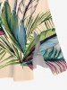 Plus Size Coconut Tree Tropical Leaves Print Hawaii Split Pocket A Line Midi Dress -  
