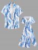 Plus Size Curve Ombre Sea Wave Print Hawaii Split Pocket A Line Midi Dress -  