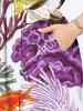 Plus Size Colorful Coral Conch Shell Fish Print Hawaii Split Pocket A Line Midi Dress -  