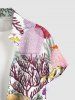 Plus Size Colorful Coral Conch Shell Fish Print Hawaii Button Pocket Shirt For Men -  