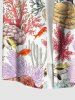 Plus Size Colorful Coral Conch Shell Fish Print Hawaii Button Pocket Shirt For Men -  