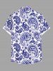 Chemise Imprimé Paisley Floral à Deux Tons avec Poches Grande Taille pour Homme - Bleu 5XL