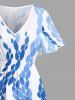 Plus Size Curve Ombre Sea Wave Print Hawaii Split Pocket A Line Midi Dress -  