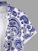 Chemise Imprimé Paisley Floral à Deux Tons avec Poches Grande Taille pour Homme - Bleu 5XL
