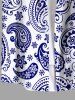 Chemise Imprimé Paisley Floral à Deux Tons avec Poches Grande Taille pour Homme - Bleu 5XL