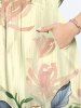 Plus Size Floral Leaf Branch Ombre Print Hawaii Split Pocket A Line Midi Dress -  