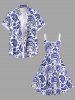Plus Size Paisley Floral Two Tone Print Hawaii A Line Tank Dress -  