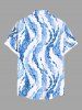 Plus Size Curve Ombre Sea Wave Print Hawaii Button Pocket Shirt For Men -  