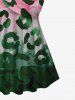 Maillot de Bain Tankini Tordu Fleuri Léopard Imprimé Ombré à Col Halter sans Dos - Vert XS