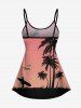Haut de Tankini Hawaïen Cocotier Imprimé Ombré de Grande Taille - Rouge 1X