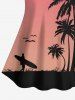Haut de Tankini Hawaïen Cocotier Imprimé Ombré de Grande Taille - Rouge 1X