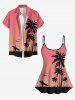 Haut de Tankini Hawaïen Cocotier Imprimé Ombré de Grande Taille - Rouge 1X