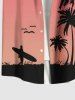 Chemise Hawaiienne Imprimé Cocotier et Surfeur Grande Taille avec Poche - Rouge M