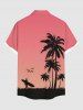 Plus Size Coconut Tree Surfer Print Hawaii Ombre Button Pocket Shirt For Men -  