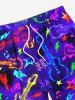 Plus Size Colorful Guitar Star Print Hawaii Rock and Roll Music Drawstring Beach Shorts For Men -  