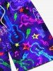 Plus Size Colorful Guitar Star Print Hawaii Rock and Roll Music Drawstring Beach Shorts For Men -  