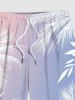 Plus Size Ombre Tropical Leaf Print Hawaii Beach Shorts For Men -  