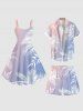 Plus Size Ombre Tropical Leaf Print Hawaii Beach Shorts For Men -  