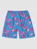 Plus Size Flamingo Print Hawaii Beach Shorts For Men -  