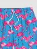 Plus Size Flamingo Print Hawaii Beach Shorts For Men -  
