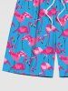 Plus Size Flamingo Print Hawaii Beach Shorts For Men -  
