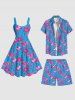 Plus Size Flamingo Print Hawaii Beach Shorts For Men -  