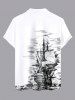 Chemise Échacrée Boutonnée Imprimé Paysage Marin Grande Taille pour Homme - Blanc S
