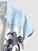 Chemise Hawaiienne Imprimé Cocotier Floral et Étoile Grande Taille avec Poches - Bleu Ciel M