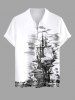 Plus Size Cruise Sailboat Sea Waves Print Zipper Polo Shirt For Men -  