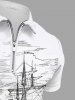 Plus Size Cruise Sailboat Sea Waves Print Zipper Polo Shirt For Men -  
