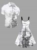 Robe Grande Taille Ajoustée de la Mer Tropicale avec Bande D'Extérieur - Blanc L