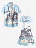 Plus Size Coconut Tree Flower Star Sea Waves Print Split Hawaii Midi Dress -  