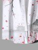 Plus Size Plum Bossom Flower Watercolor Print Buttons Pocket Hawaii Shirt For Men -  