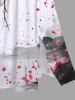Plus Size Plum Bossom Flower Watercolor Print Split Hawaii Midi Dress -  