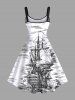 Plus Size Cruise Sailboat Sea Waves Print Hawaii Tank Dress -  