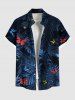 Tenue de Plage Grande Taille Imprimée de Feuilles Tropicales Colorées - Bleu de Minuit 