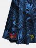 Tenue de Plage Grande Taille Imprimée de Feuilles Tropicales Colorées - Bleu de Minuit 