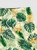 Plus Size Tropical Leaf Flower Print Hawaii Beach Shorts -  
