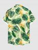 Plus Size Tropical Leaf Flower Print Buttons Pocket Hawaii Shirt For Men -  