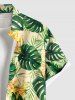 Plus Size Tropical Leaf Flower Print Buttons Pocket Hawaii Shirt For Men -  