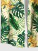 Plus Size Tropical Leaf Flower Print Buttons Pocket Hawaii Shirt For Men -  