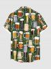 Plus Size Beer Cups Teapot Glasses Print Buttons Pocket Hawaii Shirt For Men -  