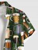 Plus Size Beer Cups Teapot Glasses Print Buttons Pocket Hawaii Shirt For Men -  