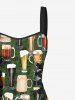 Beer Cups Teapot Glasses Print Lace Up Hawaii Tank Dress -  