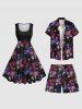 Plus Size Ghost Face Tropical Leaf Print Hawaii Beach Shorts For Men -  